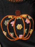 SO ME Pumpkin Floral Embroidered Thanksgiving Sweater - Desert Sunday
