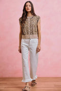 SO ME Ruffled Bottom Detail Mid Rise Jeans - Desert Sunday
