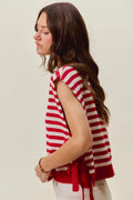 SO ME Stripe Star Patch 4th Of July Side Tie Vest Top - Desert Sunday