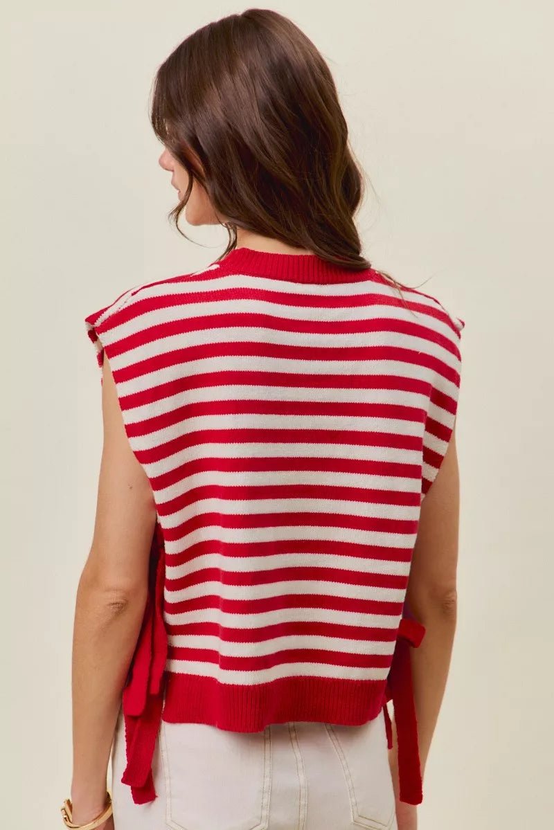 SO ME Stripe Star Patch 4th Of July Side Tie Vest Top - Desert Sunday