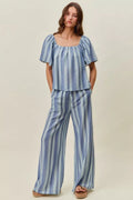 SO ME Stripe Wide Leg Pull On Pants - Desert Sunday