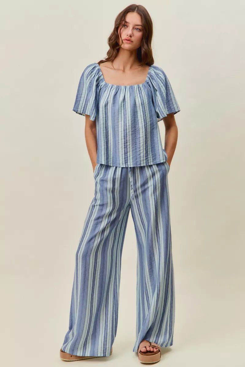 SO ME Stripe Wide Leg Pull On Pants - Desert Sunday
