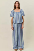 SO ME Stripe Wide Leg Pull On Pants - Desert Sunday