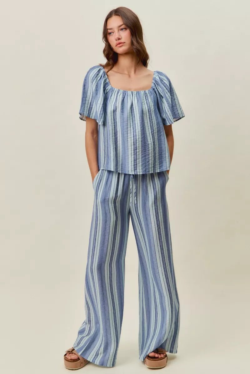 SO ME Stripe Wide Leg Pull On Pants - Desert Sunday