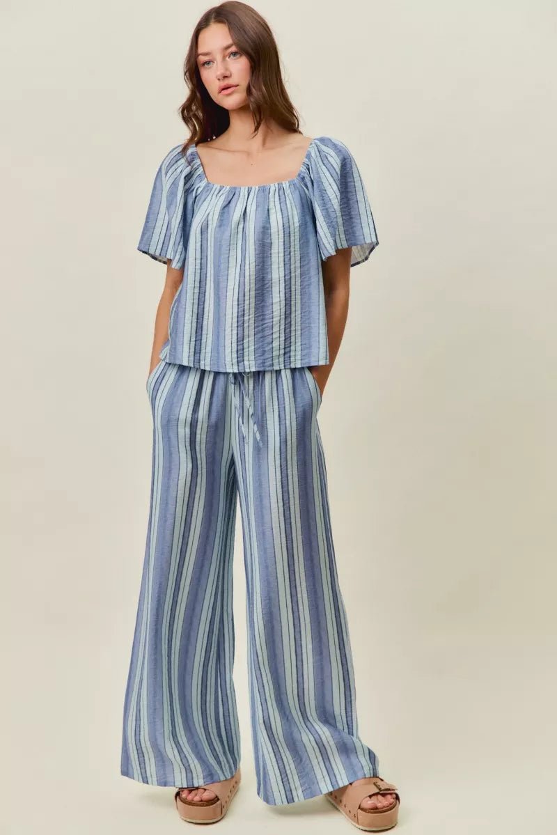 SO ME Stripe Wide Leg Pull On Pants - Desert Sunday