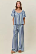 SO ME Stripe Wide Leg Pull On Pants - Desert Sunday