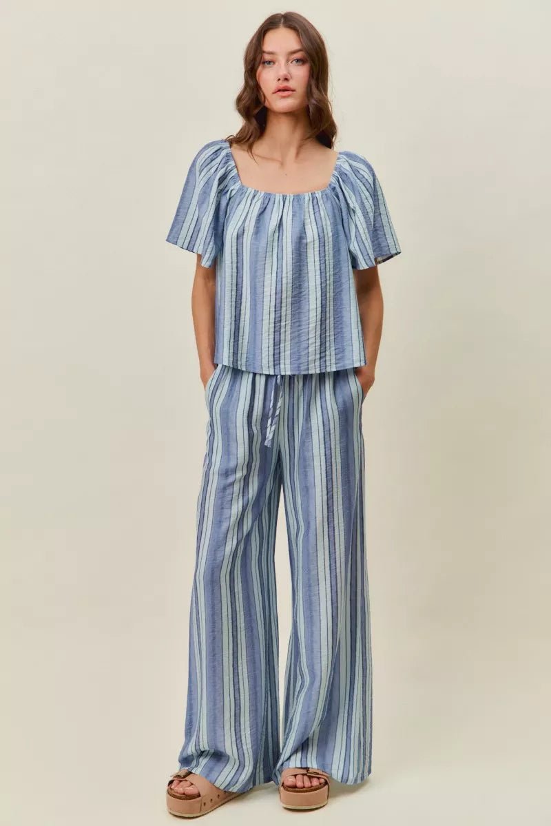 SO ME Stripe Wide Leg Pull On Pants - Desert Sunday