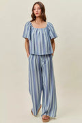 SO ME Stripe Wide Leg Pull On Pants - Desert Sunday