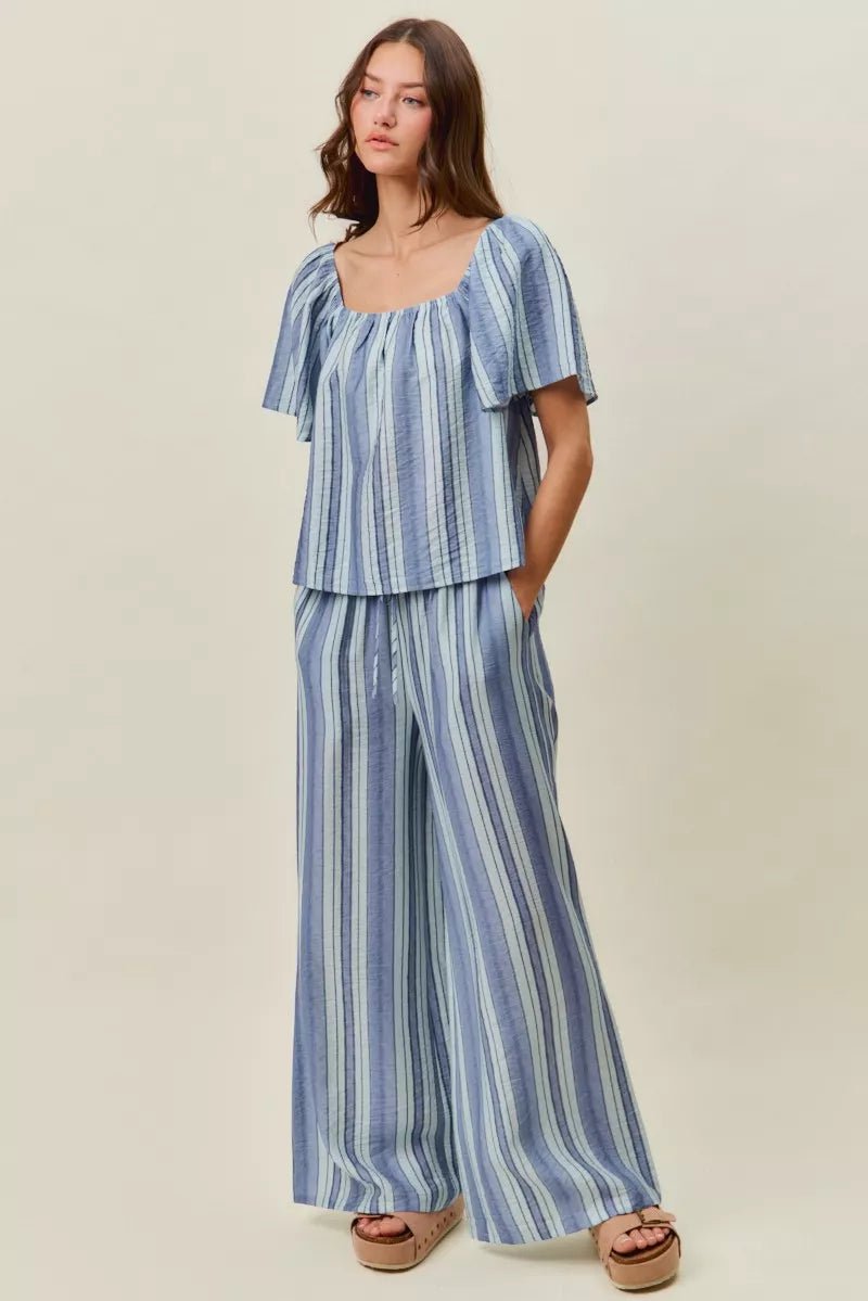 SO ME Stripe Wide Leg Pull On Pants - Desert Sunday