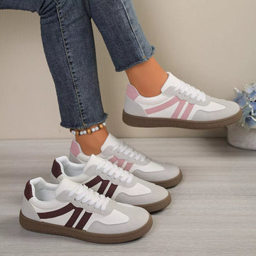 Striped Lace-Up Casual Sneakers - Desert Sunday