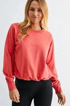 Sunset Drift Bubble Hem Pullover in Blush Red - Desert Sunday