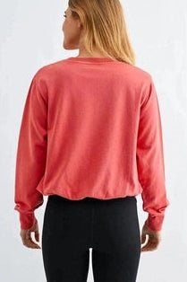 Sunset Drift Bubble Hem Pullover in Blush Red - Desert Sunday