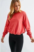 Sunset Drift Bubble Hem Pullover in Blush Red - Desert Sunday