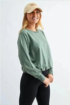 Sunset Drift Bubble Hem Pullover in Eldergreen - Desert Sunday