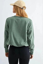 Sunset Drift Bubble Hem Pullover in Eldergreen - Desert Sunday