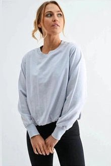 Sunset Drift Bubble Hem Pullover in Halogen Blue - Desert Sunday