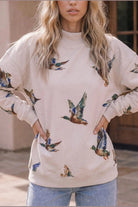 Taking Flight Mallard Duck Print Sweatshirt - Desert Sunday