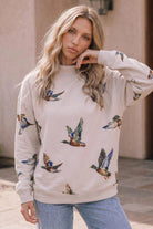 Taking Flight Mallard Duck Print Sweatshirt - Desert Sunday