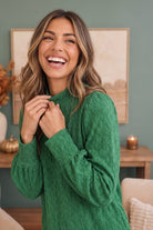 Textured Green Dream Mock Neck Top - Desert Sunday