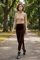 The Cocoa Comfort Midi Skirt - Desert Sunday