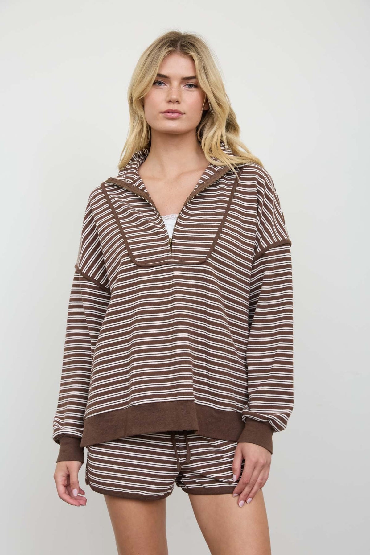 The Everyday Stripe Half-Zip Pullover - Desert Sunday
