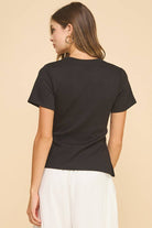 The Harper Side-Tie Top In Black - Desert Sunday
