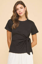 The Harper Side-Tie Top In Black - Desert Sunday
