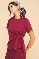 The Harper Side-Tie Top In Burgundy - Desert Sunday