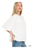The Soft Structure Double Knit Top | Zenana In Cocoa - Desert Sunday