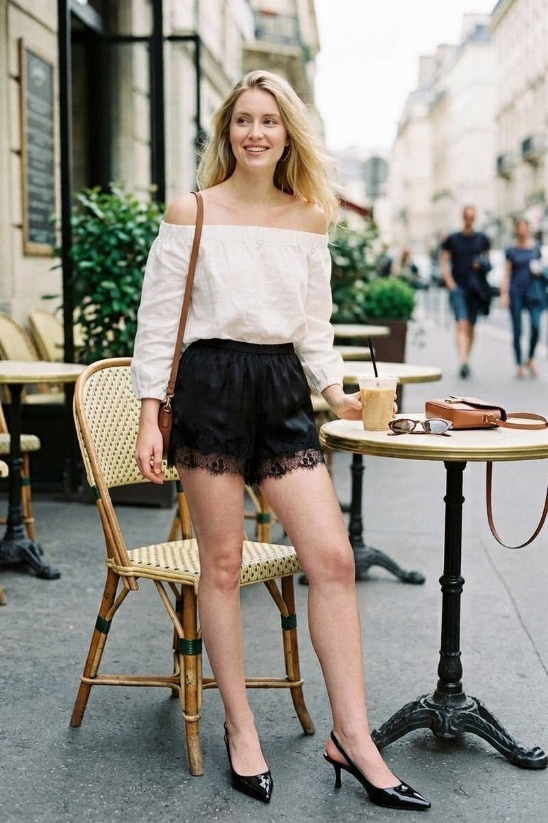 The Sweet Detail Satin Shorts - Desert Sunday