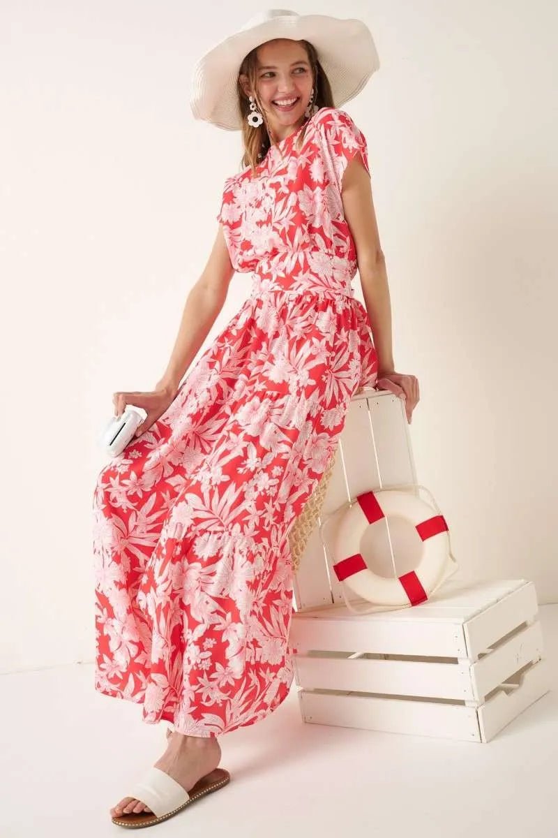 Tropical Print Top and Skirt Set - Desert Sunday