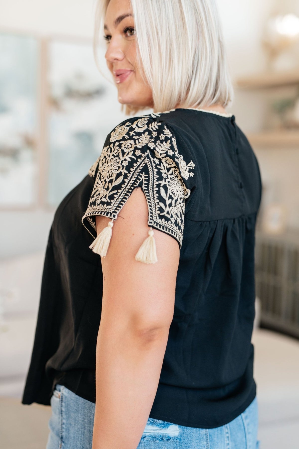 Try Again Embroidered Top - Desert Sunday