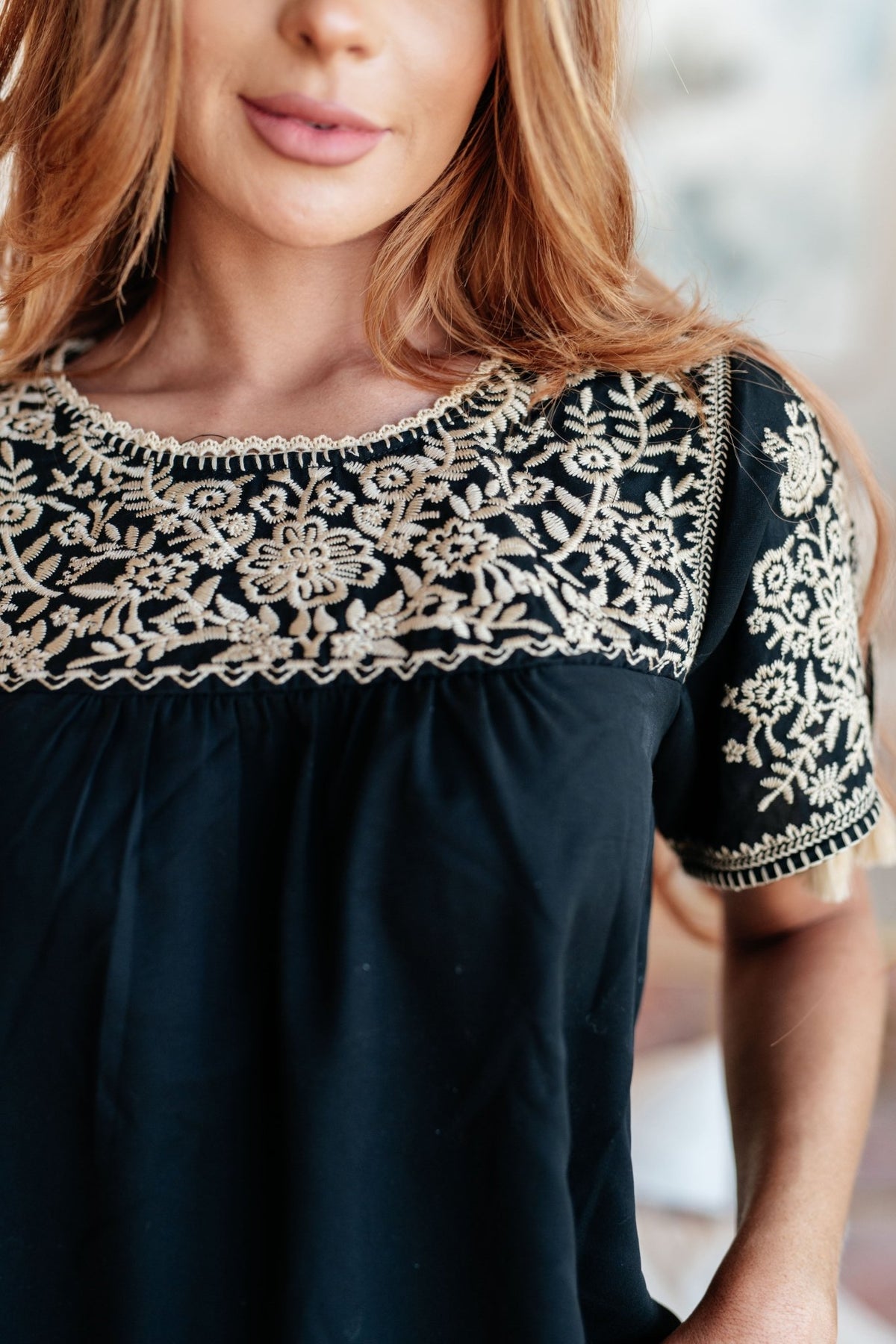 Try Again Embroidered Top - Desert Sunday