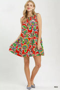 Umgee Abstract Print Sleeveless Shift Dress - Desert Sunday
