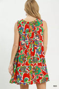Umgee Abstract Print Sleeveless Shift Dress - Desert Sunday