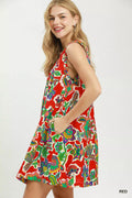 Umgee Abstract Print Sleeveless Shift Dress - Desert Sunday