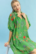Umgee Floral Encyclopedia Print Mini Dress - Desert Sunday
