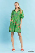 Umgee Floral Encyclopedia Print Mini Dress - Desert Sunday