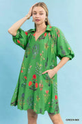 Umgee Floral Encyclopedia Print Mini Dress - Desert Sunday