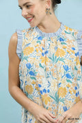 Umgee Floral Print Babydoll Dress - Desert Sunday