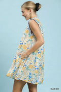 Umgee Floral Print Babydoll Dress - Desert Sunday