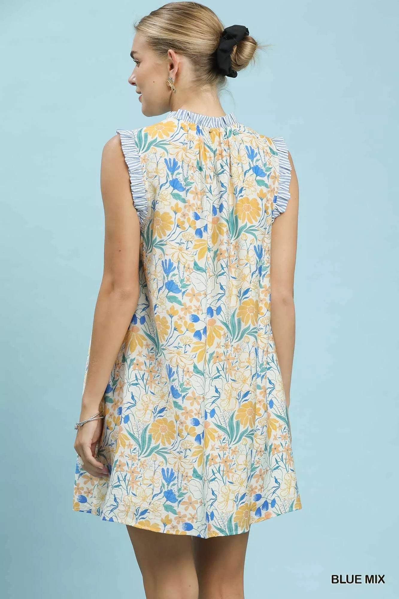Umgee Floral Print Babydoll Dress - Desert Sunday