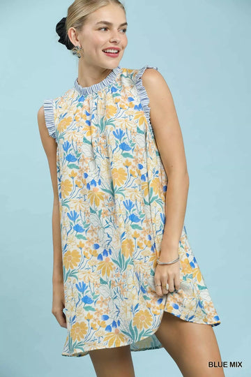 Umgee Floral Print Babydoll Dress - Desert Sunday