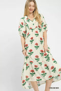 Umgee Floral Print Midi Dress - Desert Sunday
