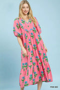 Umgee Floral Print Midi Dress - Desert Sunday