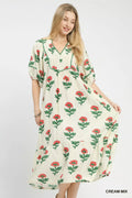 Umgee Floral Print Midi Dress - Desert Sunday
