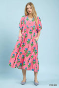 Umgee Floral Print Midi Dress - Desert Sunday