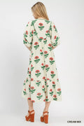 Umgee Floral Print Midi Dress - Desert Sunday