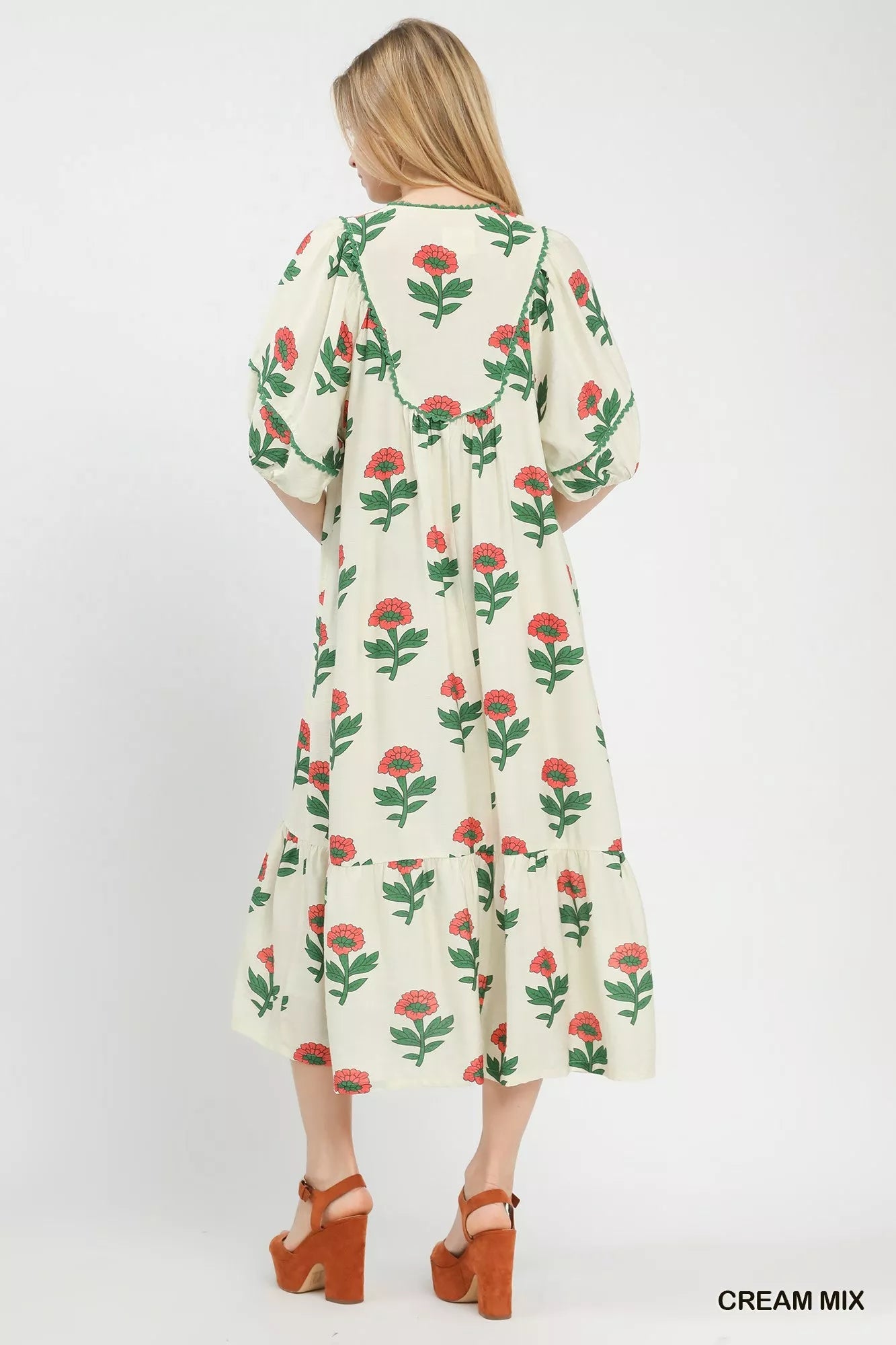 Umgee Floral Print Midi Dress - Desert Sunday