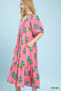 Umgee Floral Print Midi Dress - Desert Sunday